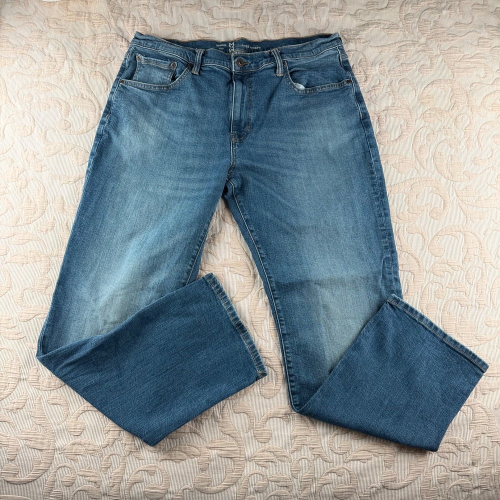 Mutual Weave Mens The Relaxed Medium Wash Blue Denim Jeans 36x32 Stretch